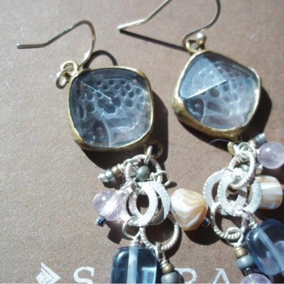 Silpada Sterling Silver & Frosted Etched Amethyst Glass, Shell & Bead Earrings - Picture 3 of 16